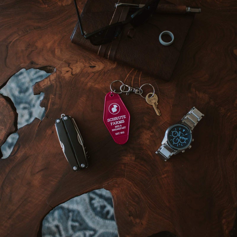 Chillkat Vintage Hotel Motel Keychain (Beet Red Schrute Farms) - Image 3